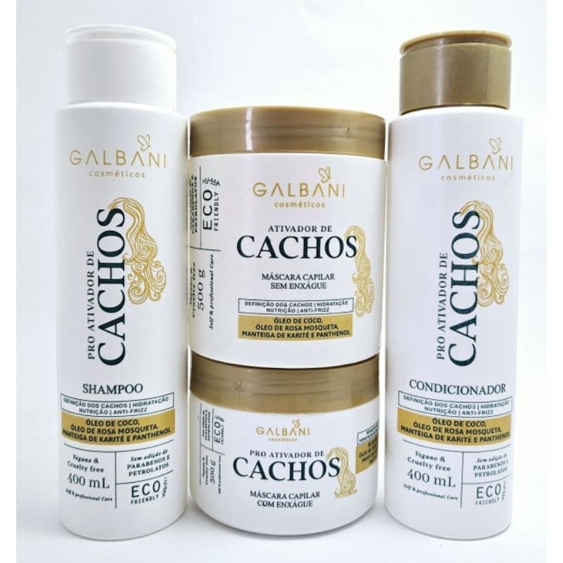 KIT 4 produtos Ativador de CACHOS com Manteiga de Karitê