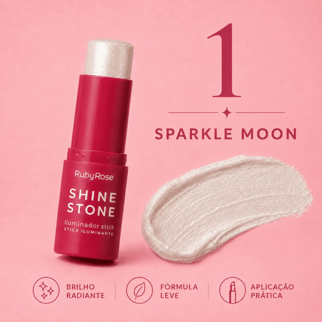 Iluminador Stick Ruby Rose Shine Stone Efeito Glow Brilho Intenso Alta Pigmentação